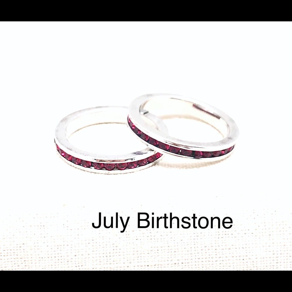 Ruby Eternity Silver Ring Set, Stunning, Preowned - image 3